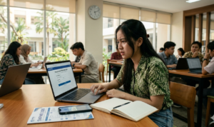 Gambar Ilustrasi Pengumuman Seleksi Nasional Penerimaan Mahasiswa Baru (SNPMB), Foto/Gemini Ai