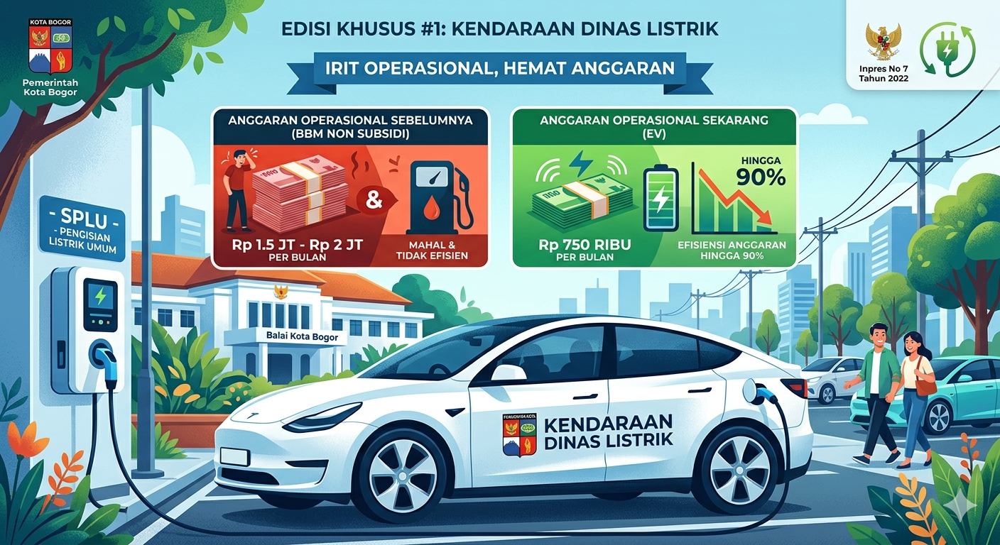 Gambar Ilustrasi Kendaraan DInas berbasis Listrik, Foto/Gemini Ai