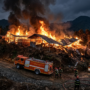 Gambar Ilustrasi Peternakan Ayam di Cariu terbakar, foto/Gemini Ai
