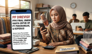 Gambar Ilustrasi Pemerintah resmi merevisi Peraturan Pemerintah (PP) terkait Pajak Penghasilan (PPh) Final bagi Usaha Mikro, Kecil, dan Menengah (UMKM)., Foto/Gemini Ai Gambar Ilustrasi Pemerintah resmi merevisi Peraturan Pemerintah (PP) terkait Pajak Penghasilan (PPh) Final bagi Usaha Mikro, Kecil, dan Menengah (UMKM)., Foto/Gemini Ai