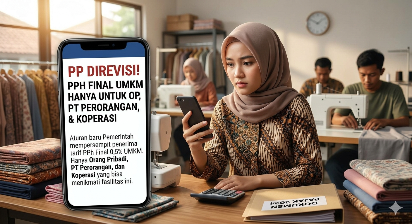 Gambar Ilustrasi Pemerintah resmi merevisi Peraturan Pemerintah (PP) terkait Pajak Penghasilan (PPh) Final bagi Usaha Mikro, Kecil, dan Menengah (UMKM)., Foto/Gemini Ai