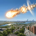 gambar Ilustrasi Meteor jatuh, Foto/Gemini Ai