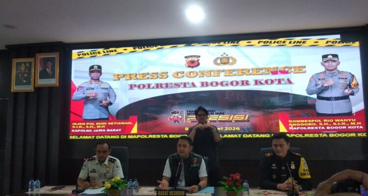 Polresta Bogor Kota menggelar Konfrensi Pers soal pemgungkapan pencurian lintas negara di Bogor, Foto/Maya Melina