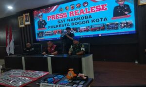 Pres Rilis Satuan Reserse Narkoba Polresta Bogor Kota mengungkap 82 perkara narkotika selama Januari hingga Mei 2026, Foto/MAya Melina
