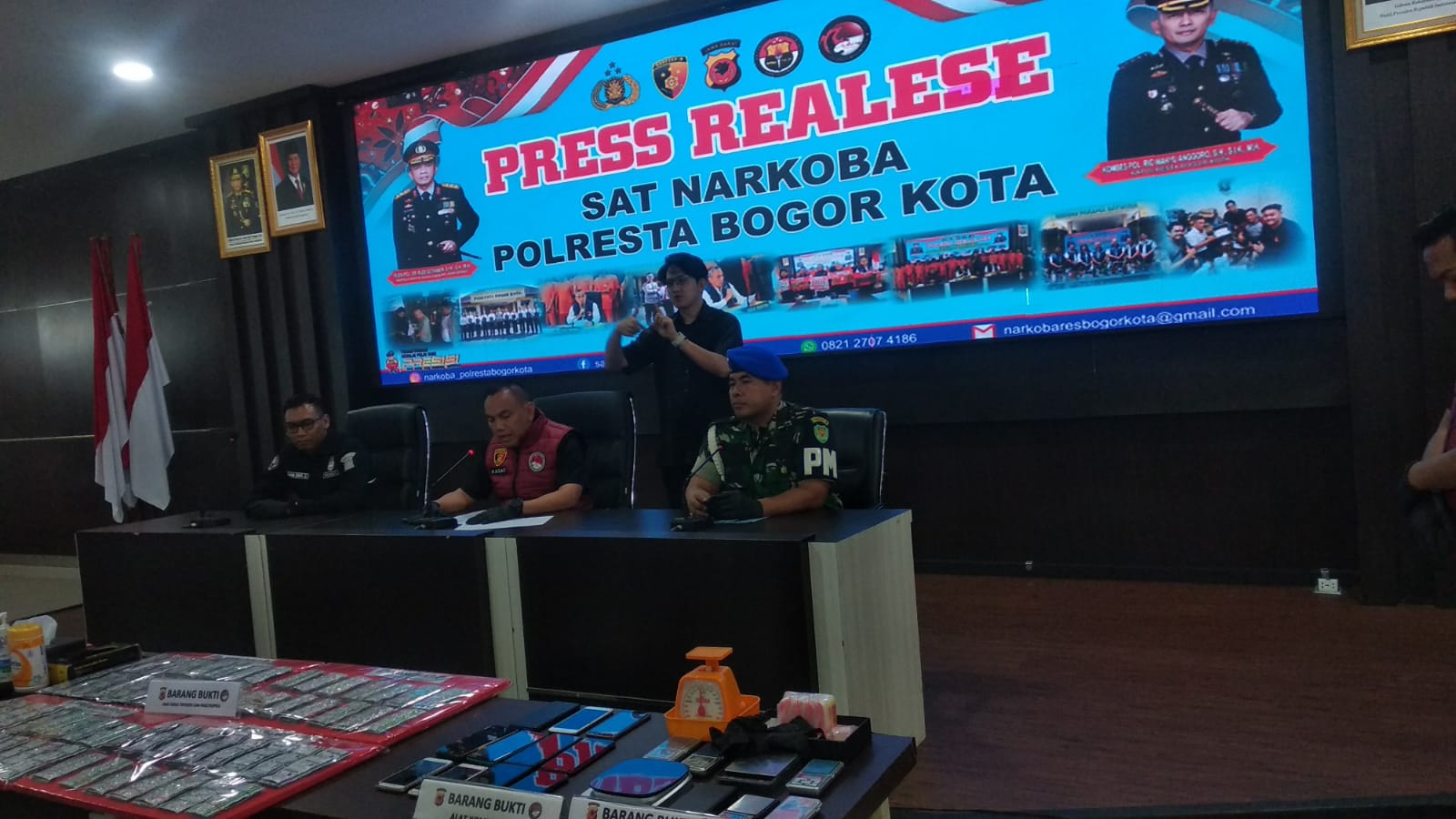 Pres Rilis Satuan Reserse Narkoba Polresta Bogor Kota mengungkap 82 perkara narkotika selama Januari hingga Mei 2026, Foto/MAya Melina