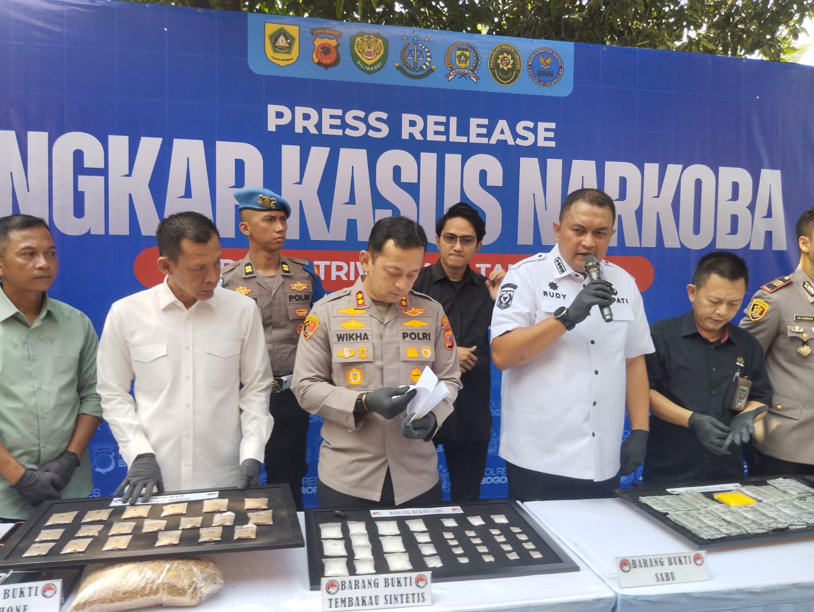 Bupati Bogor, Rudy Susmanto saat menghadiri pres rilis pengungkapan P3k terjerat narkoba, Foto/Isitimewa