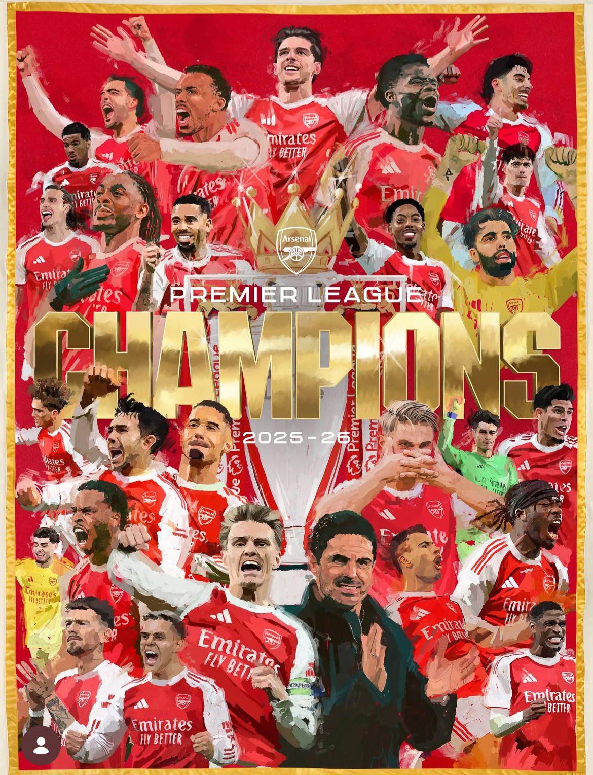Aresenal Juara Premier League 2025/2026, Foto/IFoto Instagram Arsenal