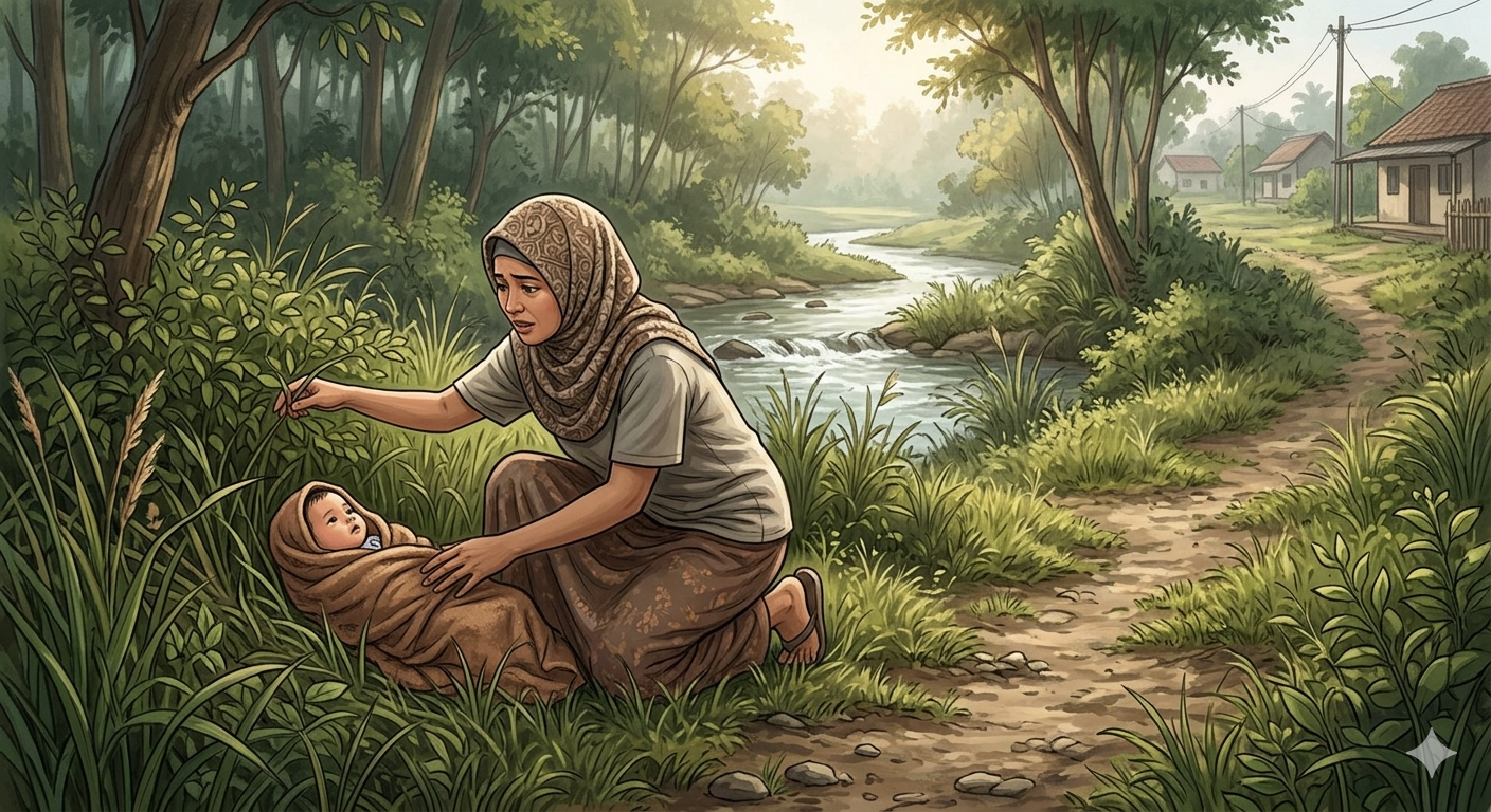 Gambar Ilustrasi penemuan seorang bayi perempuan yang diduga baru lahir dalam kondisi terlantar di pinggir Sungai Cibinong,, Foto/ISitimiwa