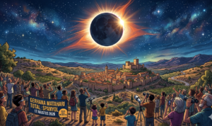 Gambar Ilustrasi Gerhana Matahari, Foto/Gemini Ai