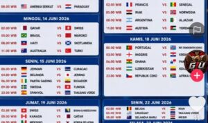 Jadwal Lengkap piala dunia 2026 di Amerika Serikat, Kanada, Meksiko, Foto/Isitimewa