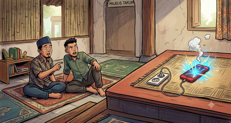 Gambar Ilustrasi kebakaran majlis Taklim, Ciawi Bogo karena casan, Foto/Gemini Ai