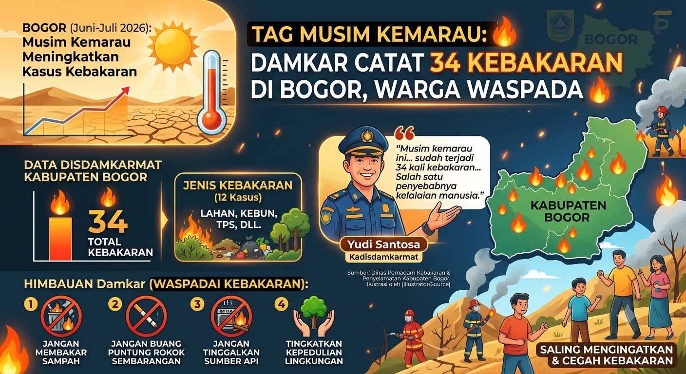 Gmabar Ilustrasi data kebakaran di Kabupaten Bogor, Foto/Gemini AI