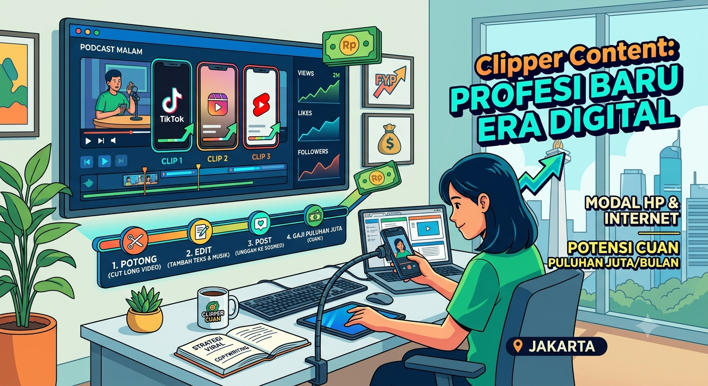 Gambar Ilustrasi Profesi Clipper Content, Foto/Gemini AI