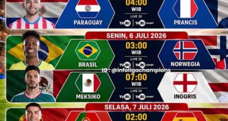 Jadwal babak 16 Besar Piala DUnia 2026, Foto/Isitimewa