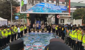 Polisi melakukan apel untuk persiapan Laga Timnas Indonesia VS Vietnam, Foto/Isitimewa