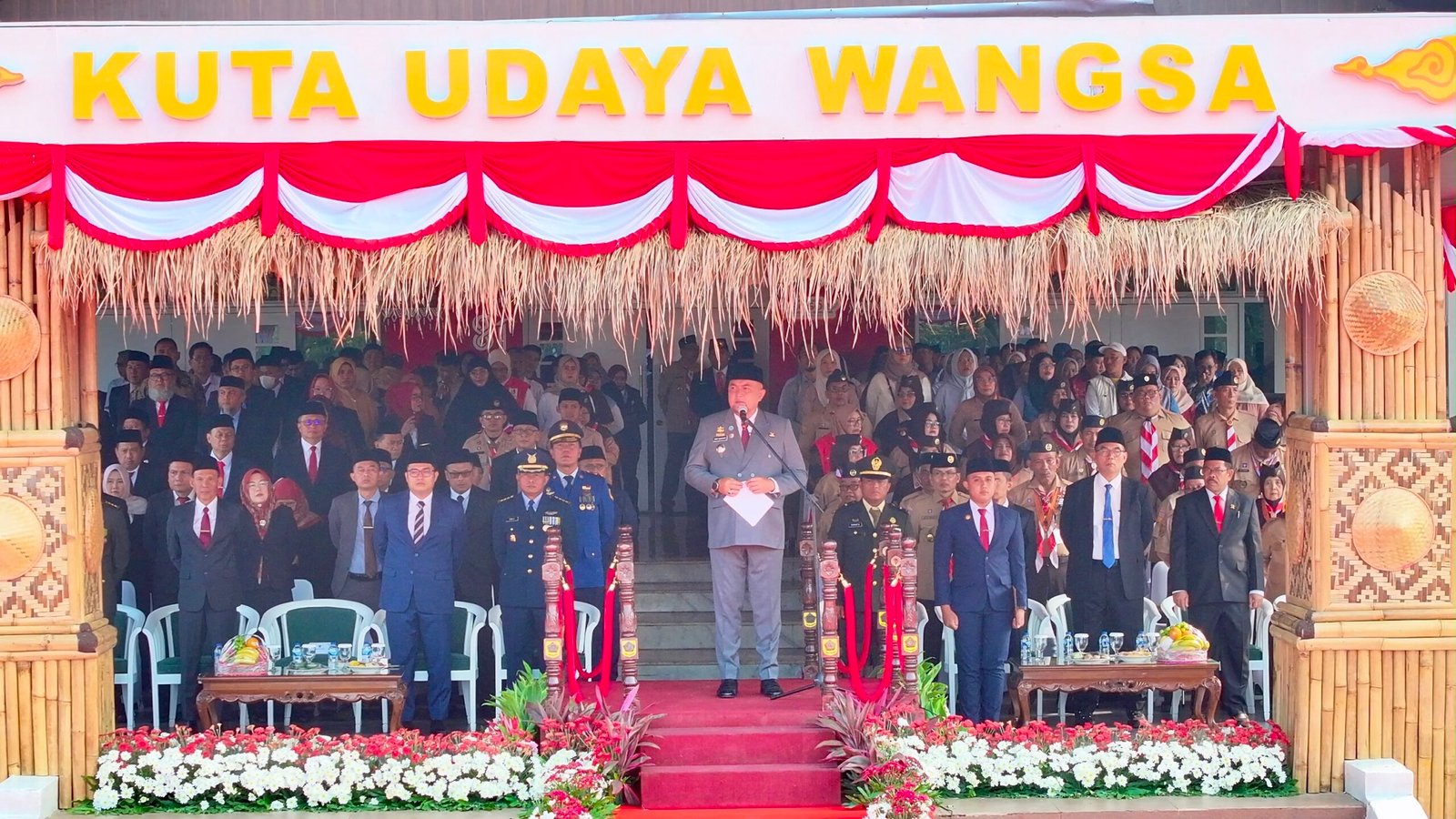 Bupati Bogor, Rudy Susmanto saat memimpin upacara, Foto/Diskominfo Kabupaten Bogor