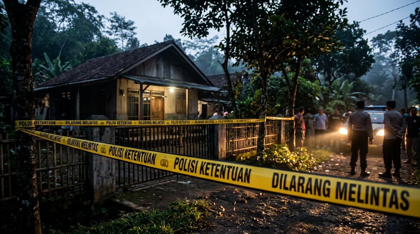 Gambar Ilustrasi Tempat kejadian perkara di Gunung Putri, Foto/Gemini Ai Gambar Ilustrasi Tempat kejadian perkara di Gunung Putri, Foto/Gemini Ai