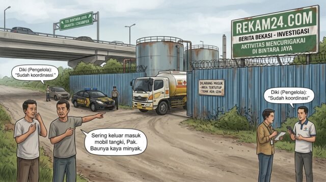 Aktivitas di sebuah lokasi tertutup di Jalan KH Noer Ali, tepat di samping pintu keluar Tol Bintara Jaya, Kota Bekasi, Foto/Gemini Ai