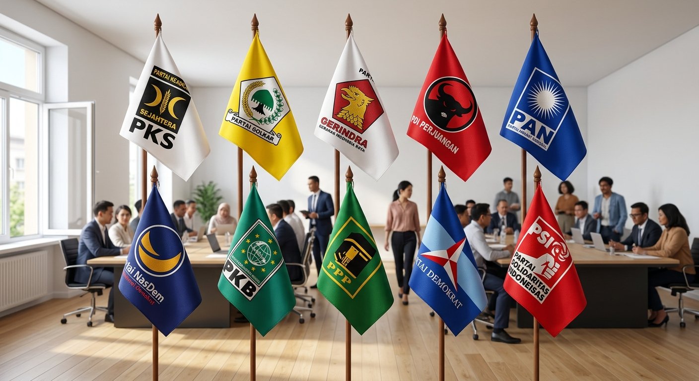 Gambar Ilustrasi Logo-logo partai Politik, Foto/Gemini Ai Gambar Ilustrasi Logo-logo partai Politik, Foto/Gemini Ai