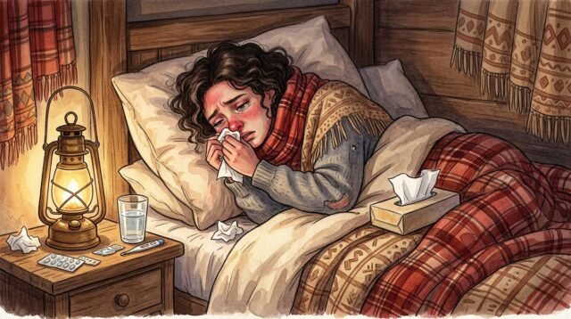 Gamabar Ilustrasi Orang lagi terserang Flu, Foto/Gemini Ai